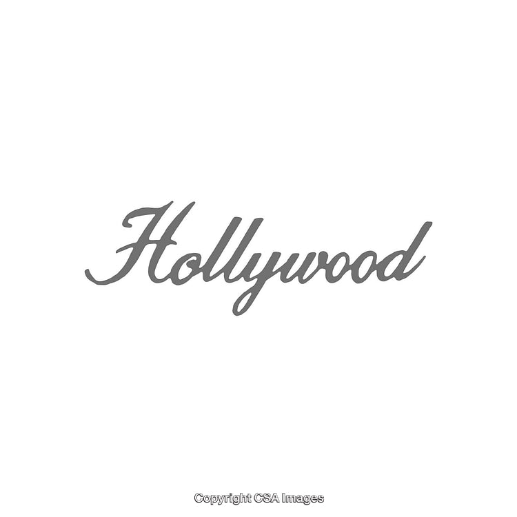 Stylized Hollywood Typography in Gray on a Minimal White Background