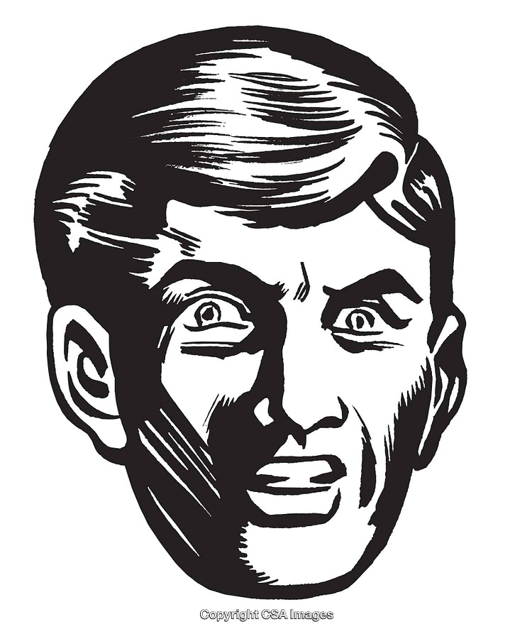 Retro Style Illustration of a Surprised Man With Intense Facial Expression
