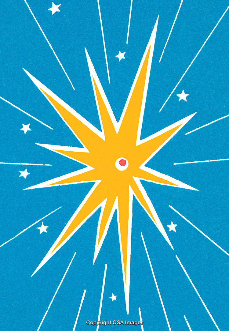 Illustration of a Radiant Yellow Star on a Vibrant Blue Background