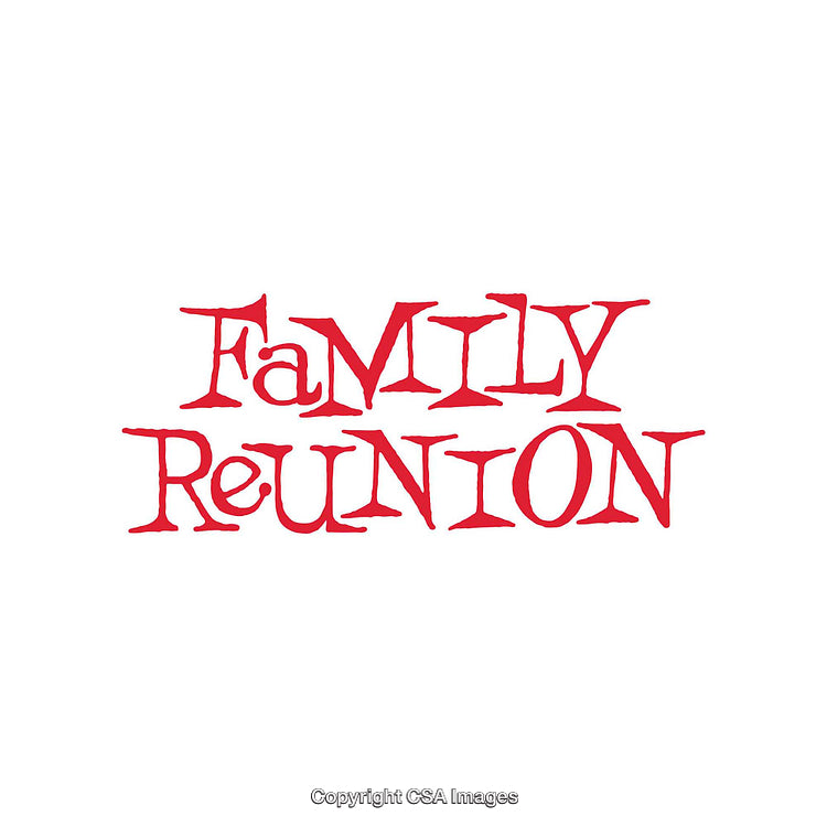 Bold Red Family Reunion Text Design On White Background