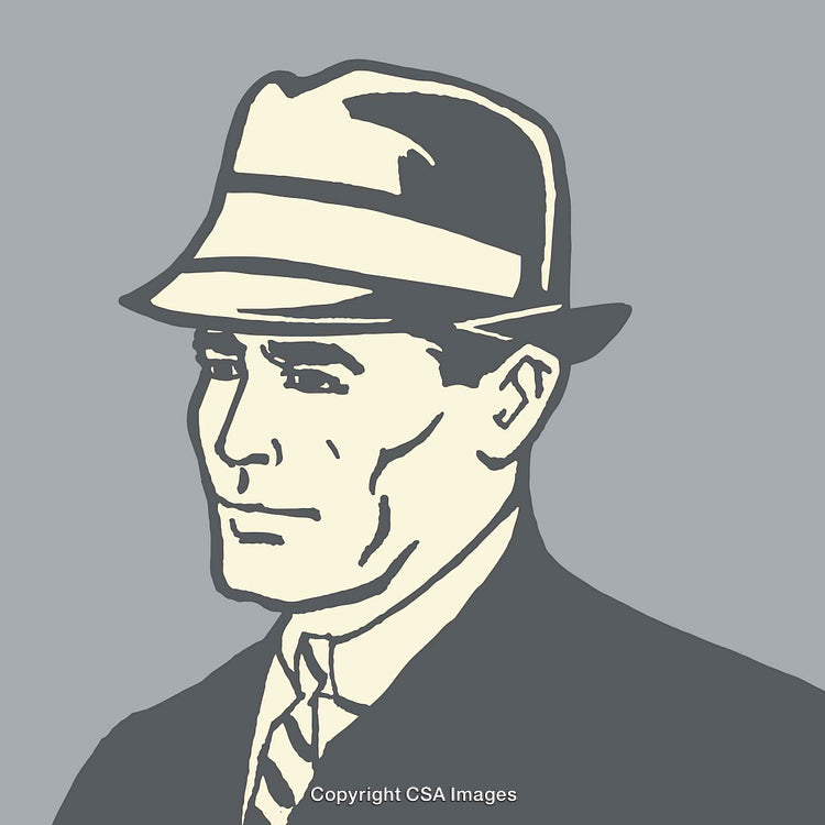 Retro Style Illustration of a Man in Formal Hat and Suit