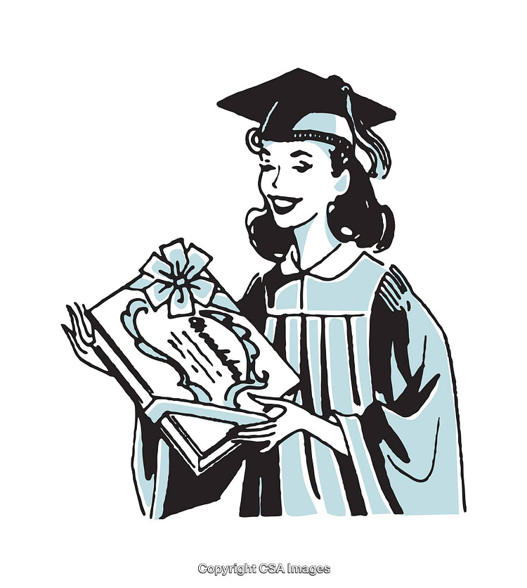 Illustration of a Graduate Woman Holding a Diploma with a Smile