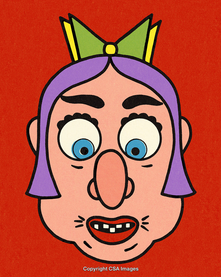 Colorful Cartoon Illustration of a Surprised Face with Unique Features