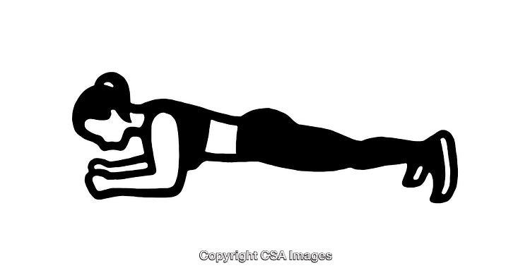 Minimalist Line Art of Fitness Pose Featuring Forearm Plank Exercise