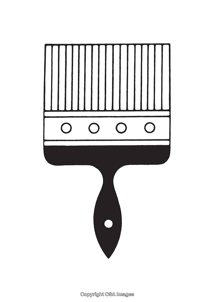 Black And White Lineart Illustration of a Wide Paintbrush