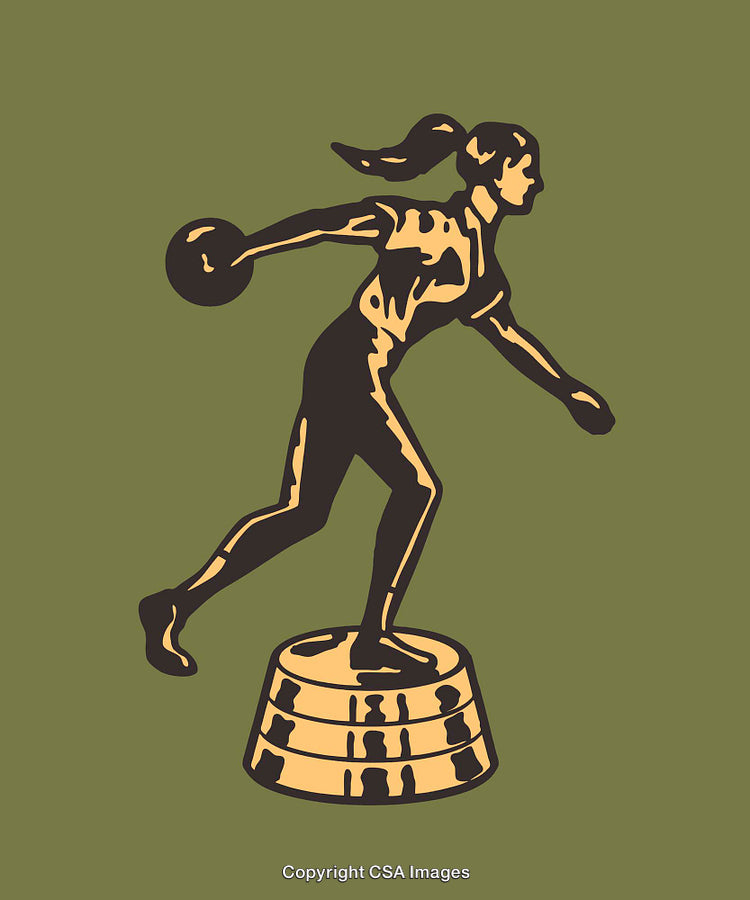 Silhouette of Athlete Performing Discus Throw Engraved in Gold-Toned Award