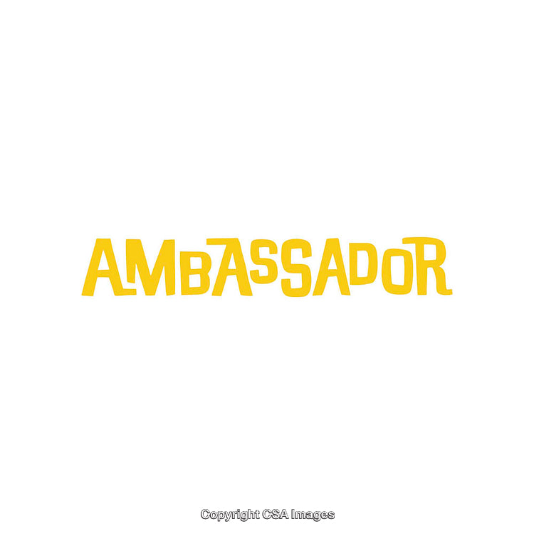 Yellow Ambassador Text Logo on Clean White Background