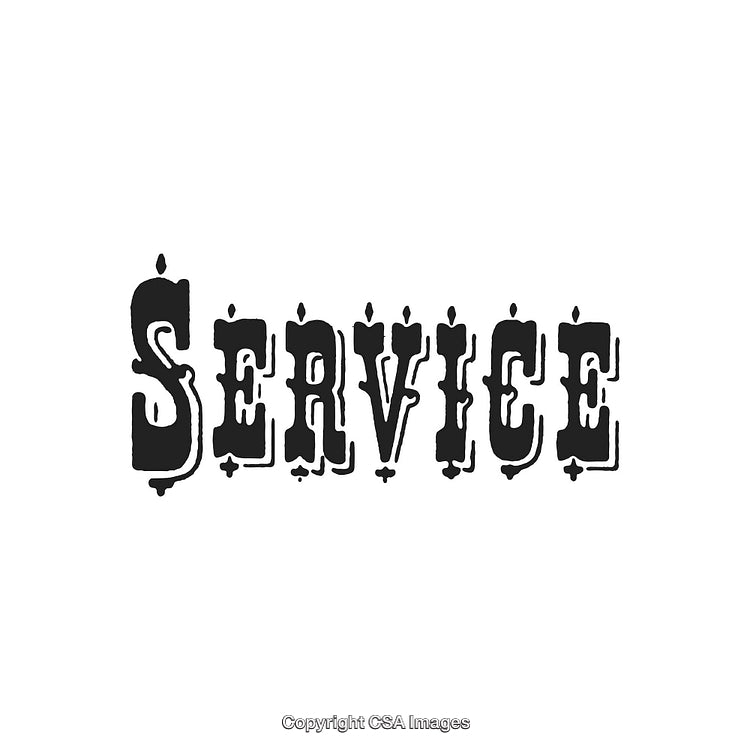 Vintage Text Illustration of the Word Service in Bold Black Letters on White