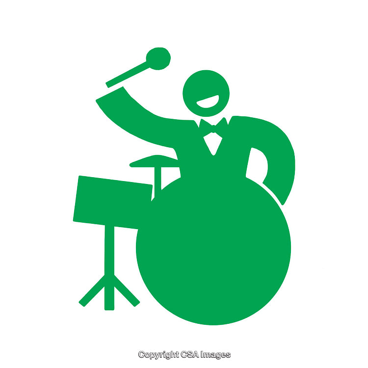 Green Music Icon Showing Drummer With Drumsticks And A Drum Set