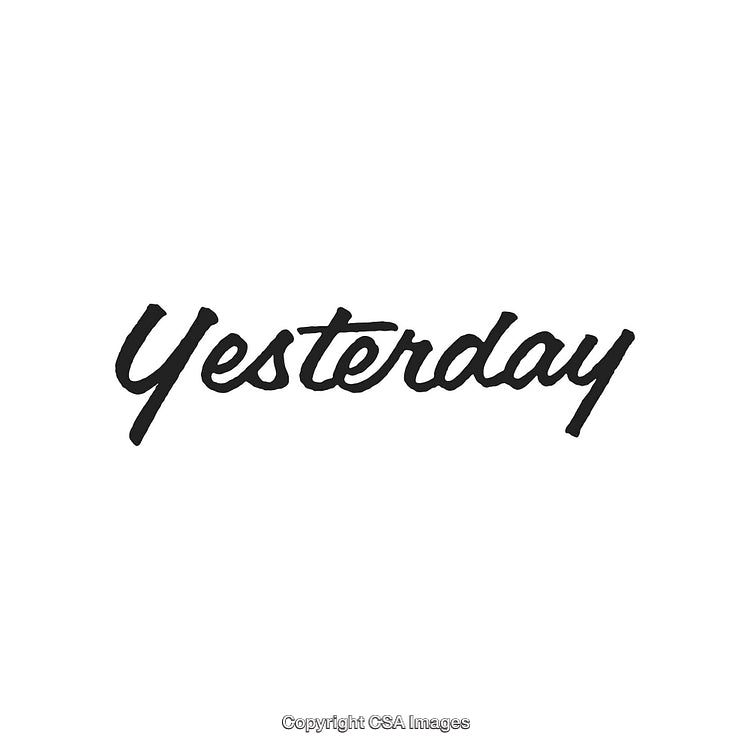 Stylish Calligraphy of the Word 'Yesterday' in Minimalistic Style on White Background