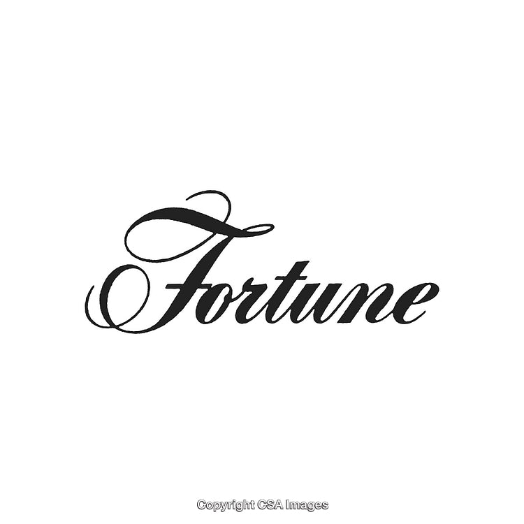 Elegant Calligraphy Typography Reading the Word Fortune in Black Ink