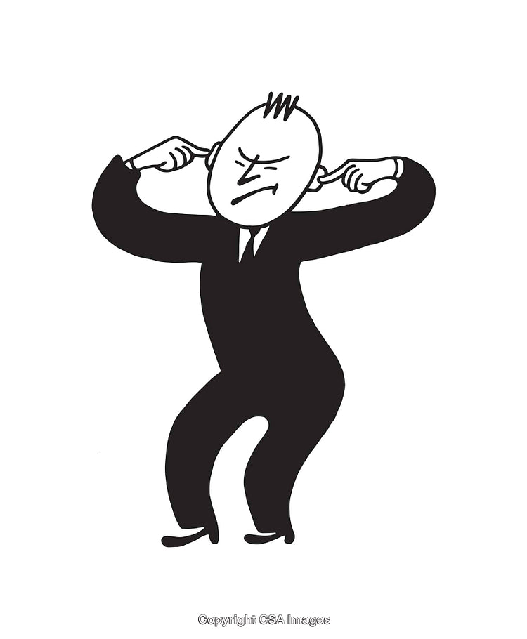Line Art Illustration of a Frustrated Cartoon Character in Black and White