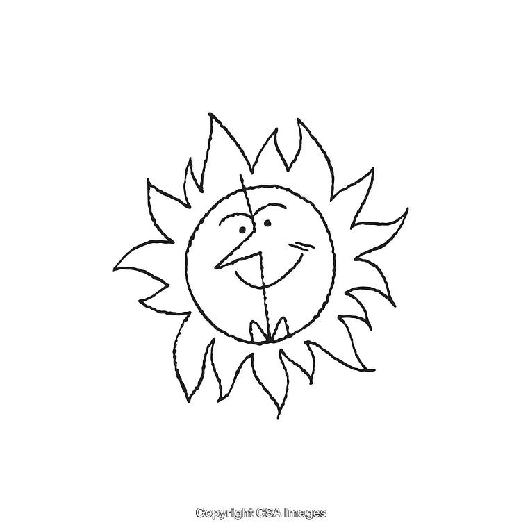Smiling Sun Line Art Illustration Depicting Fun and Creativity