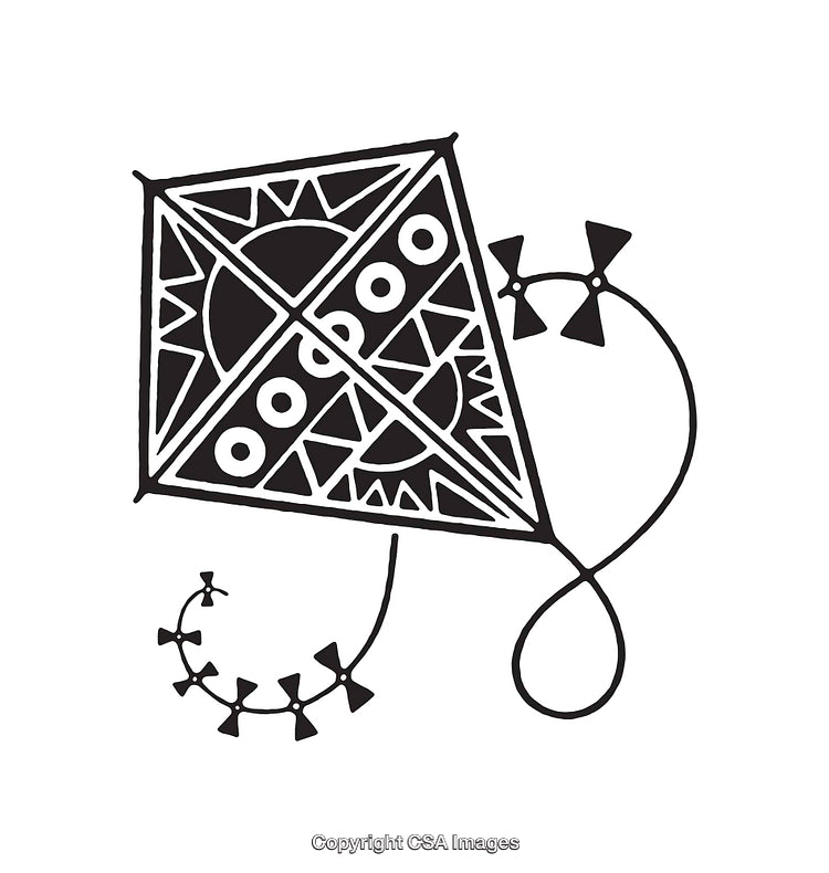 Abstract Black and White Kite Design Featuring Geometric Artistic Patterns