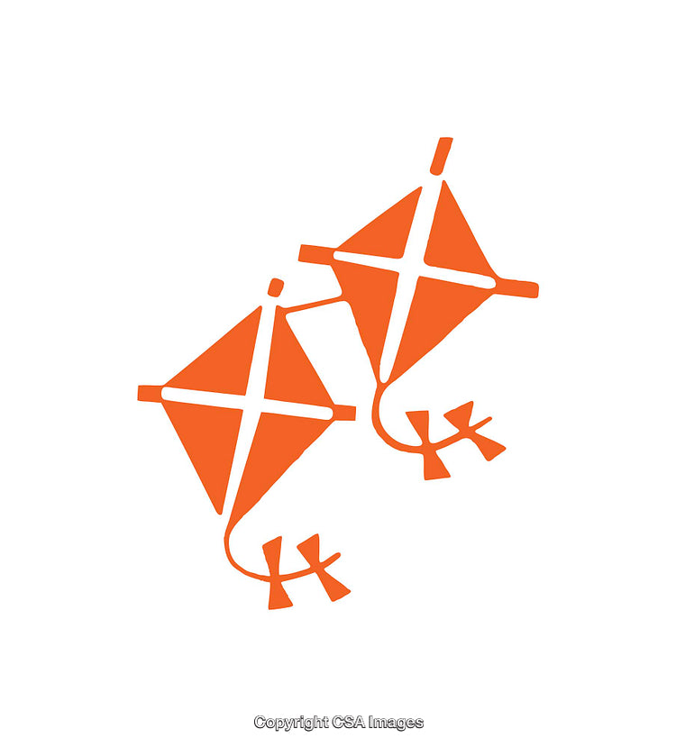Orange Kite Icons Representing Fun, Play, and Recreational Activities