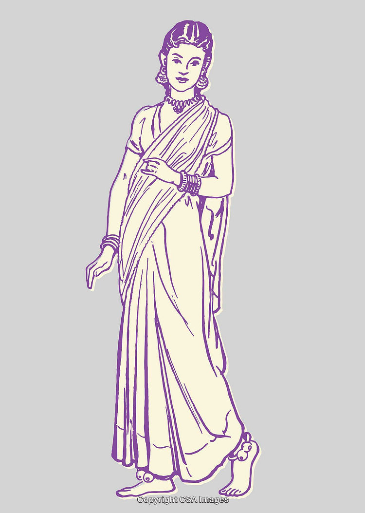 Elegantly Dressed Woman in Traditional Attire Offering a Graceful Pose