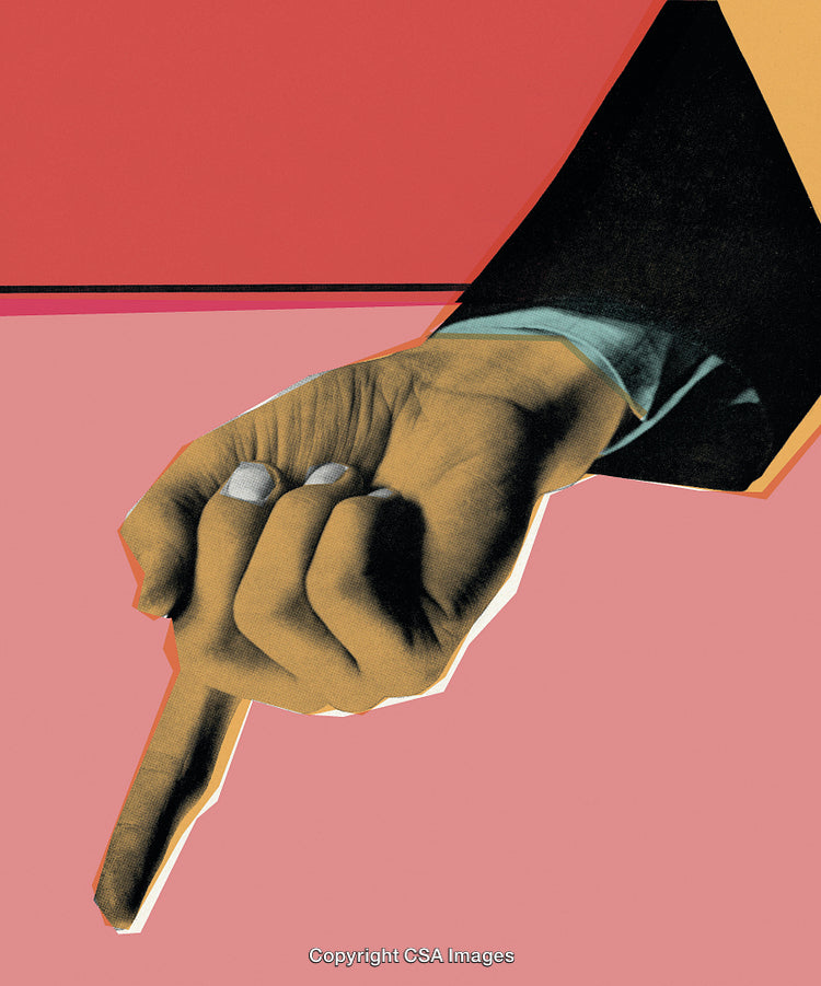 Abstract Art Featuring a Pointing Hand with Retro Print Design