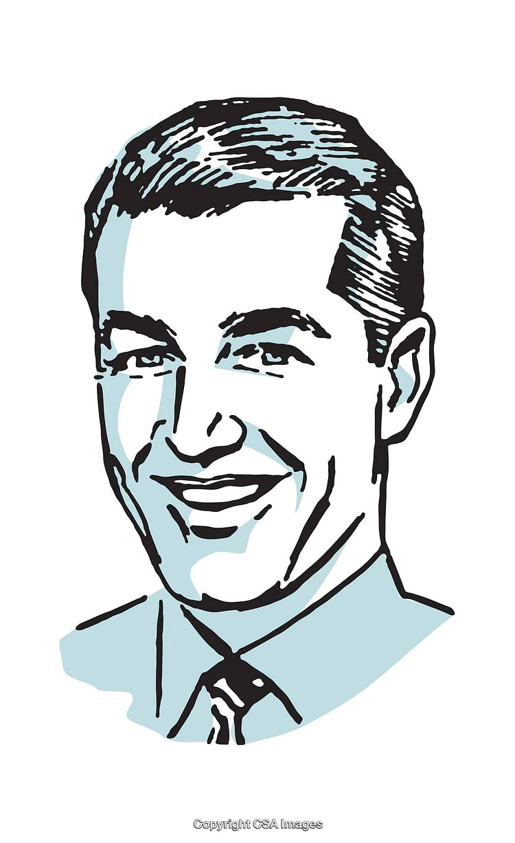 Retro Styled Illustration of a Smiling Man in Formal Attire