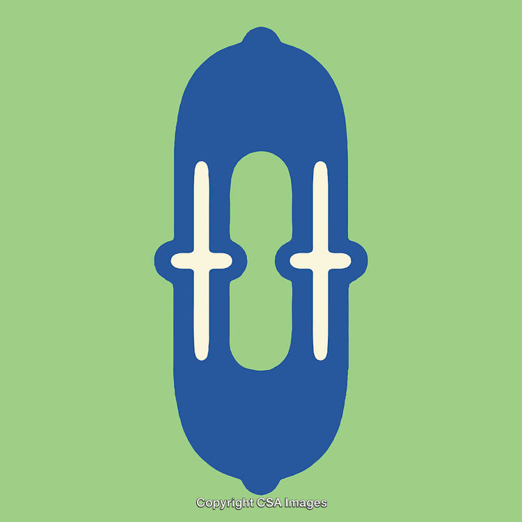 Abstract Blue Letter O Artwork on Green Background