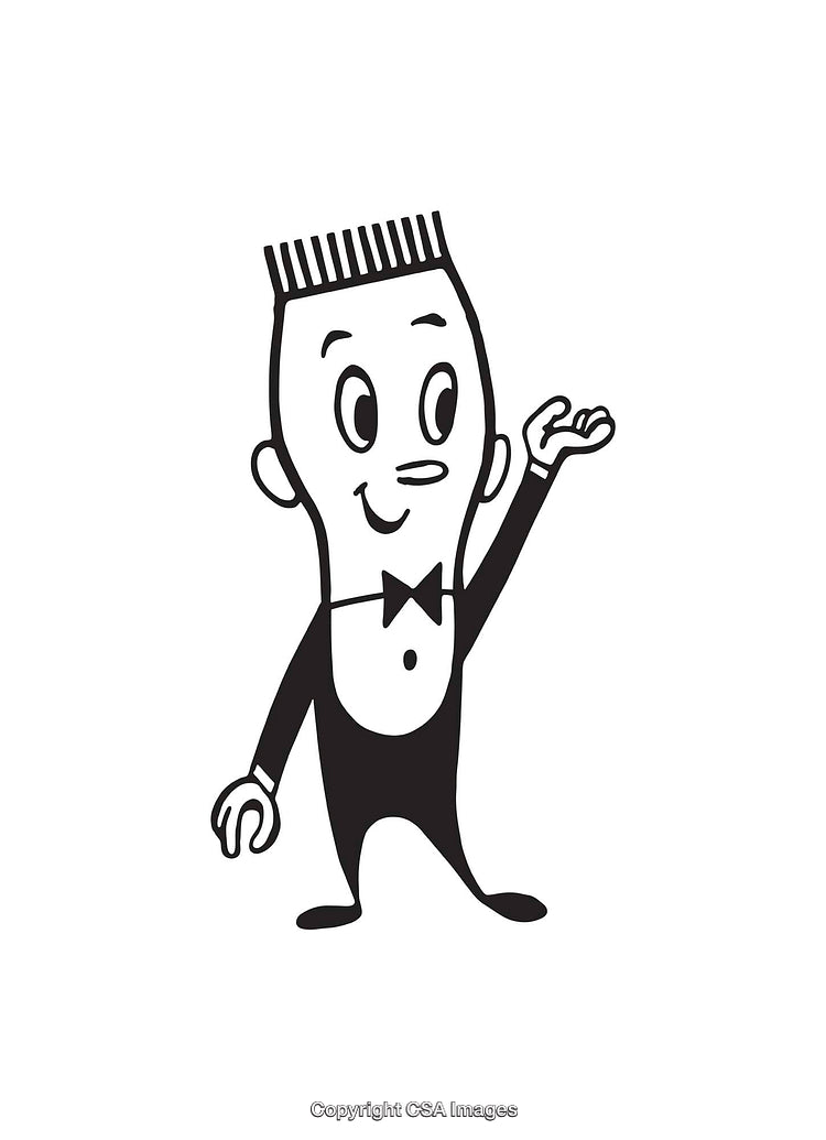 Cartoon Character Illustration in Black and White with Simple Design