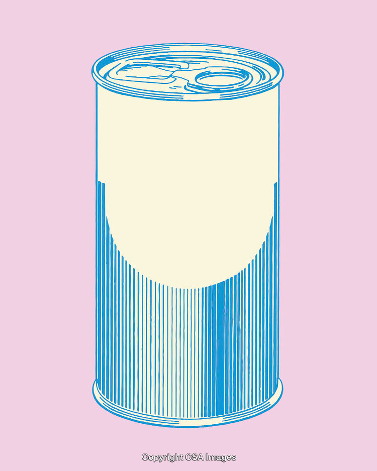 Colorful Line Art Illustration of a Metal Can on a Pastel Background