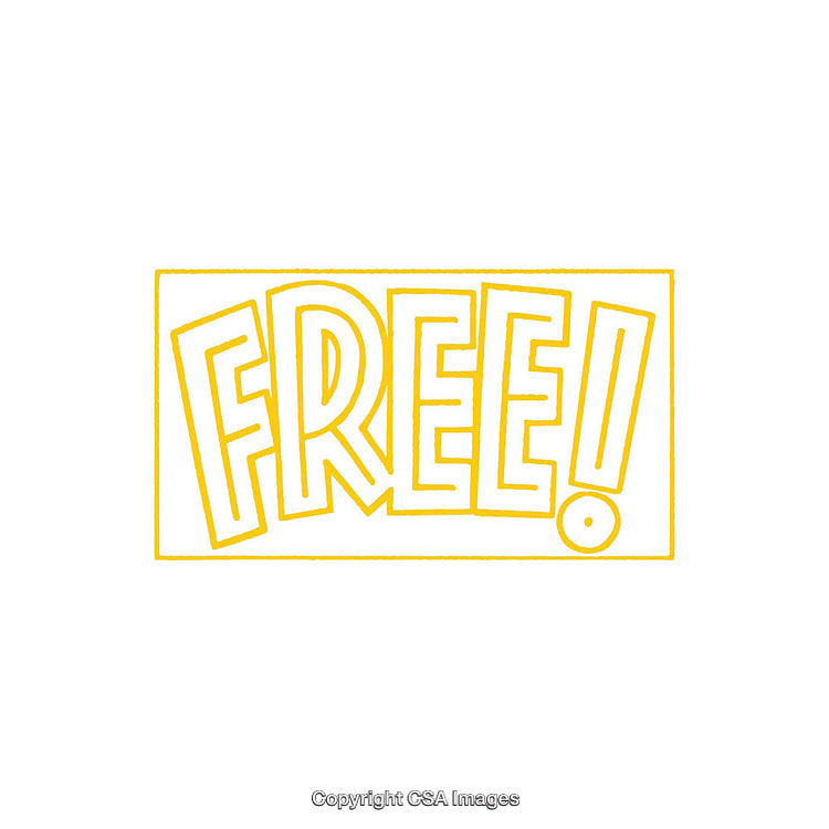 Illustration Featuring the Word Free in Bold Yellow Letters on White Background