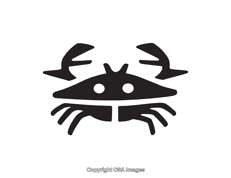 Simple Black and White Line Art Illustration of a Stylized Crab
