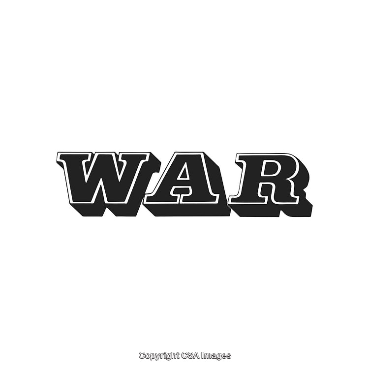 Bold Black Text Depicting the Word War in a Strong Typeface