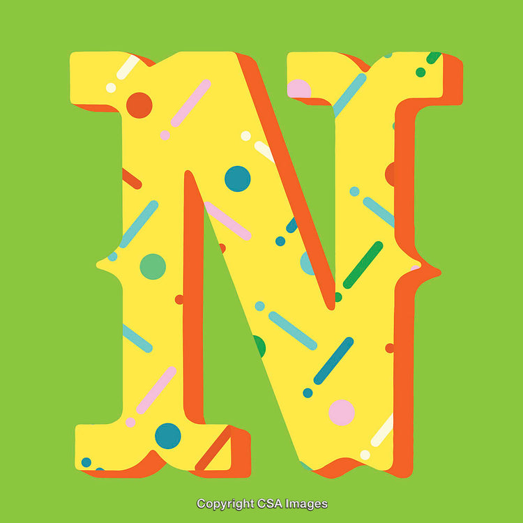 Colorful Stylized Letter N with a Playful Pattern and Vibrant Background