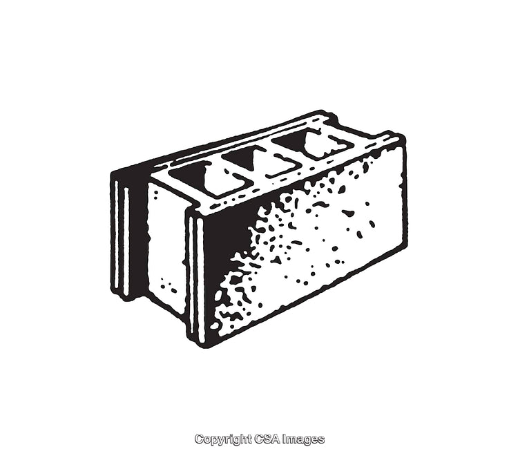Monochrome Line Art Illustration of a Concrete Cinder Block in Detail