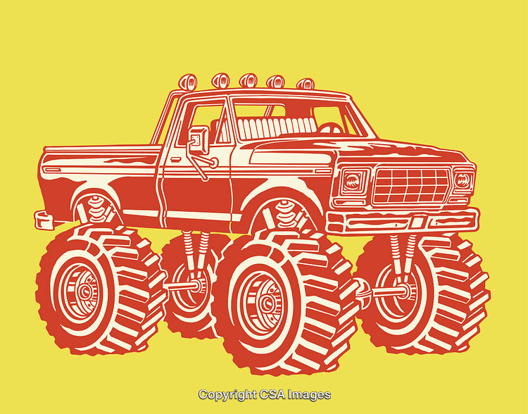 Color Line Art Illustration of a Lifted Monster Truck Design