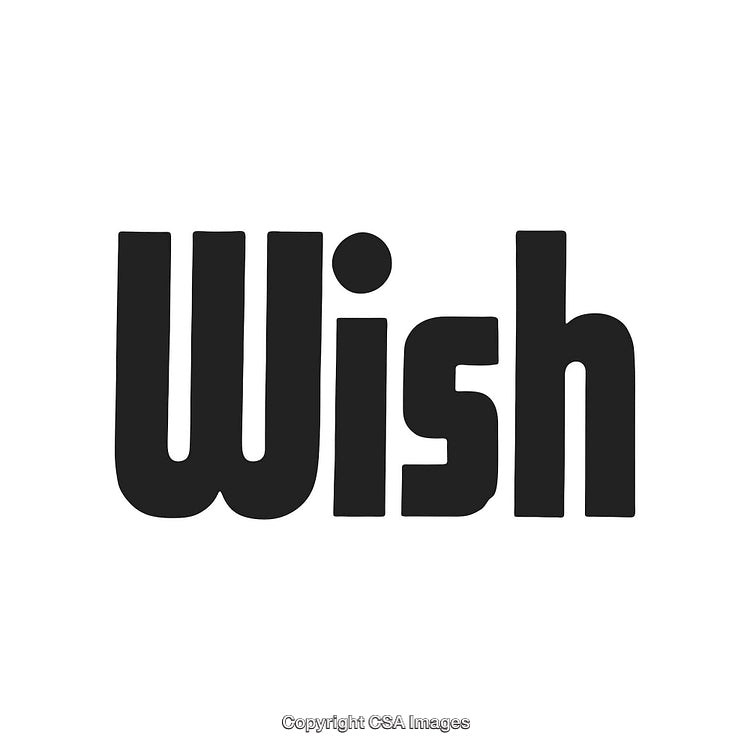 Bold Black Text of 'Wish' in a Stylized Font on White Background