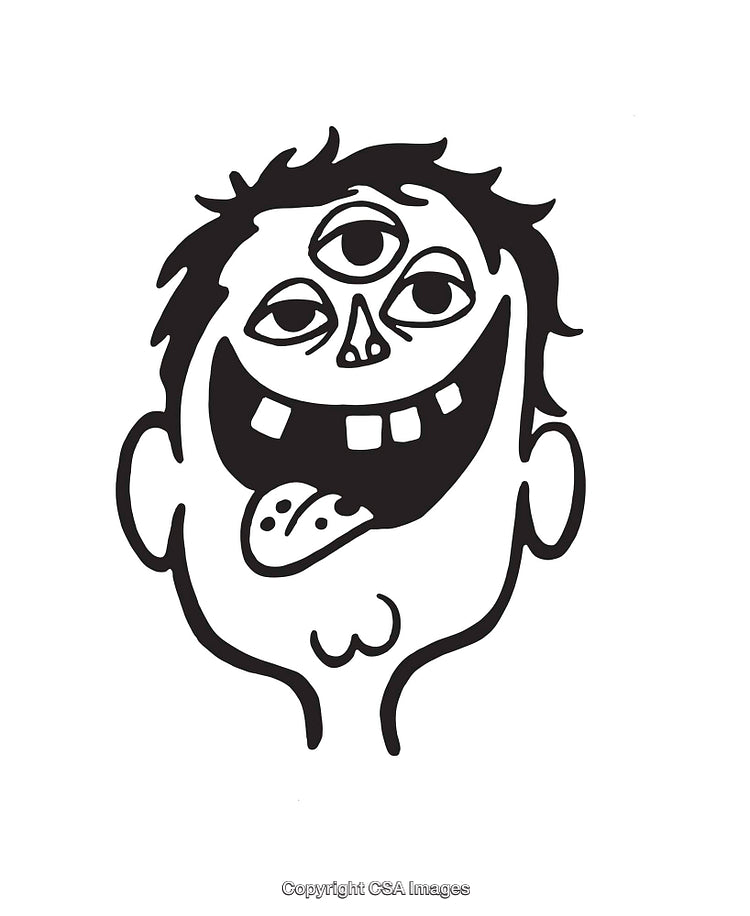 Quirky Black and White Line Art of a Fun Cartoon Character