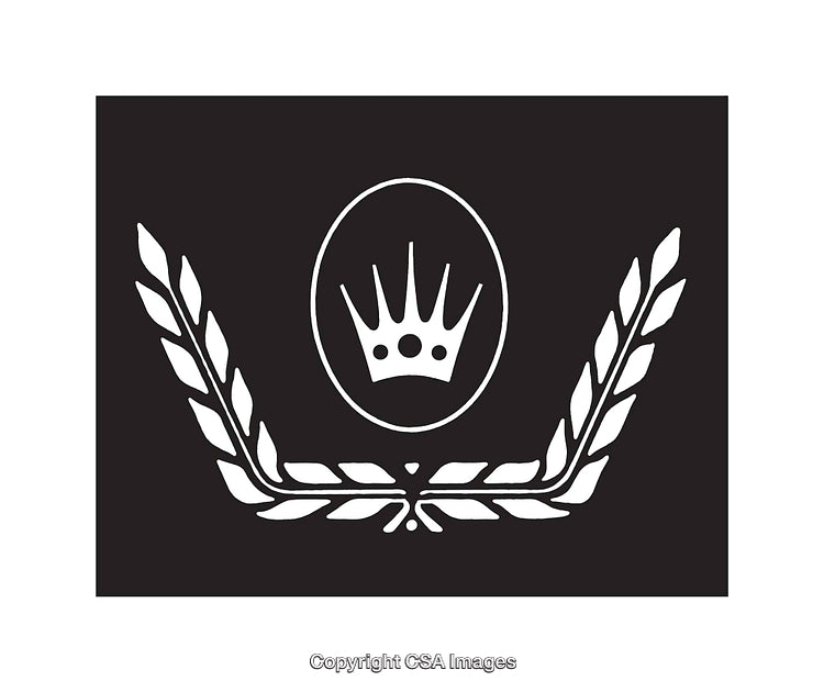 Minimalist Black and White Crown Icon with Laurel Design