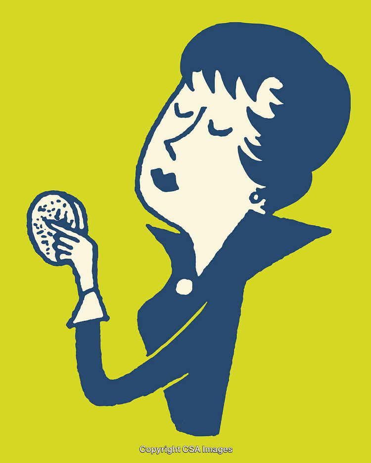 Illustration of a Person Holding an Object with a Thoughtful Expression