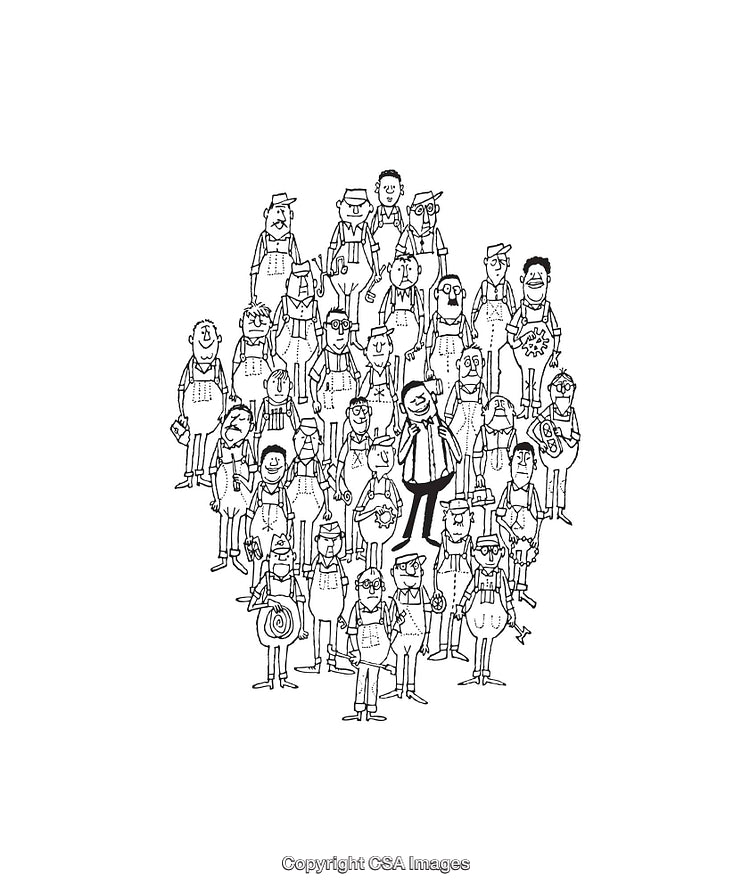 Black and White Cartoon Group of Unique Characters