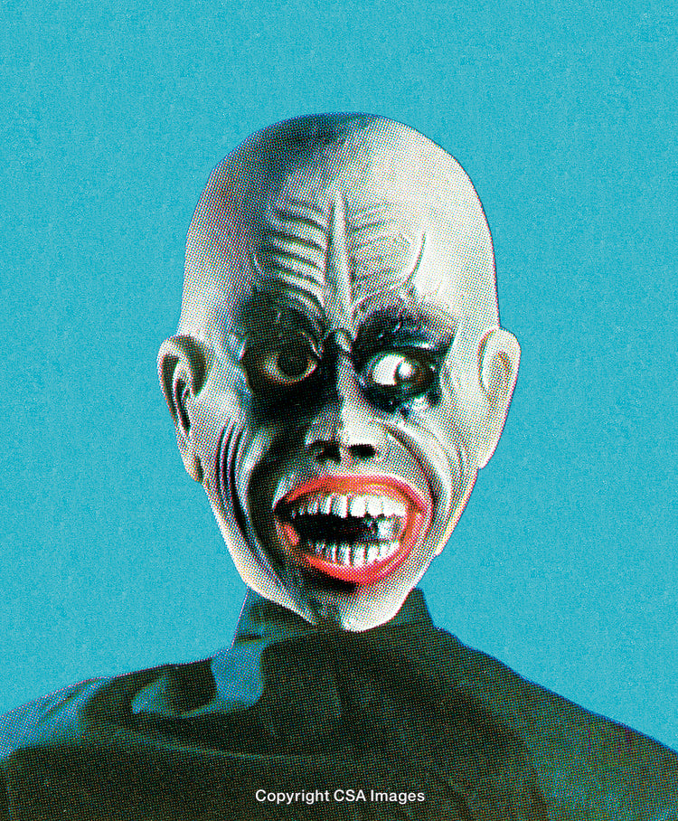 Horror-Movie Style Mask With Creepy Expression on Vibrant Background