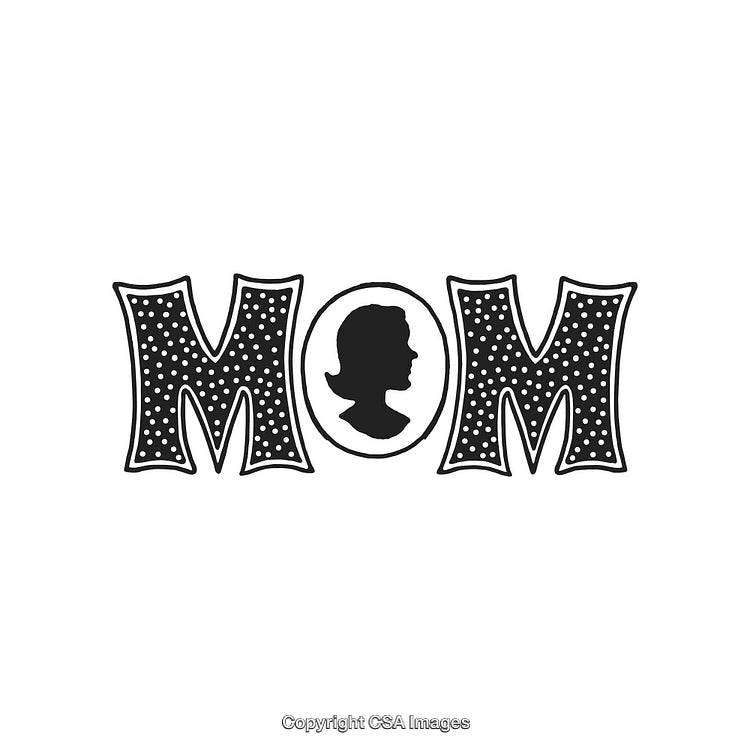 Vintage Mom Typography Artwork Featuring Decorative Lettering and Silhouette