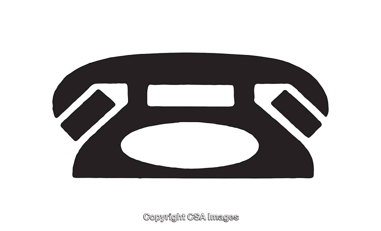 Simple Black and White Icon of a Vintage Telephone Symbol