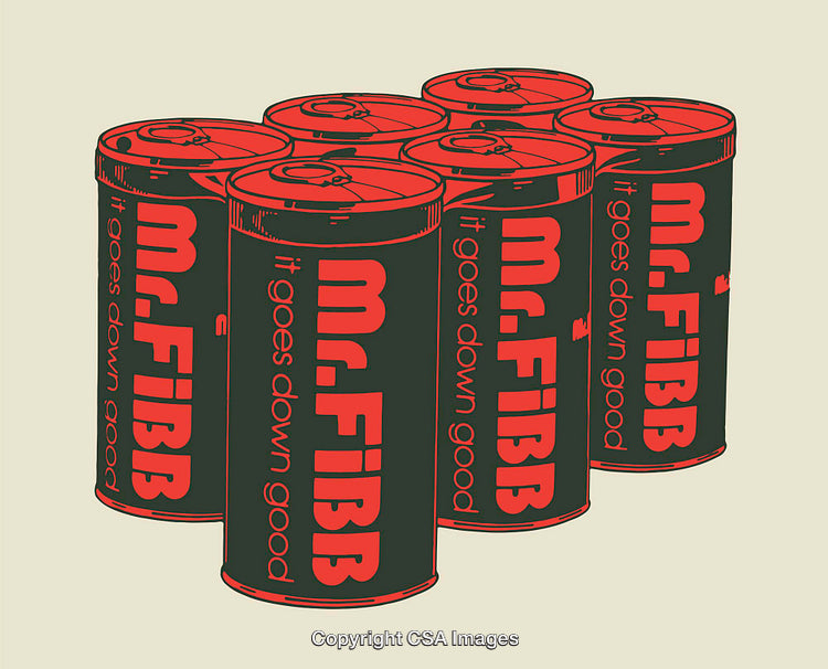 Pop Art Style Illustration of Beverages in a Stack of Colorful Cans