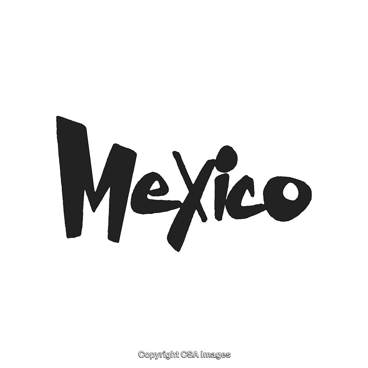 Stylized Black Lettering of Mexico in Bold Handwritten Style