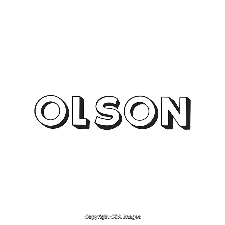 Bold 3D Styled Text Design Featuring the Word Olson in Black and White