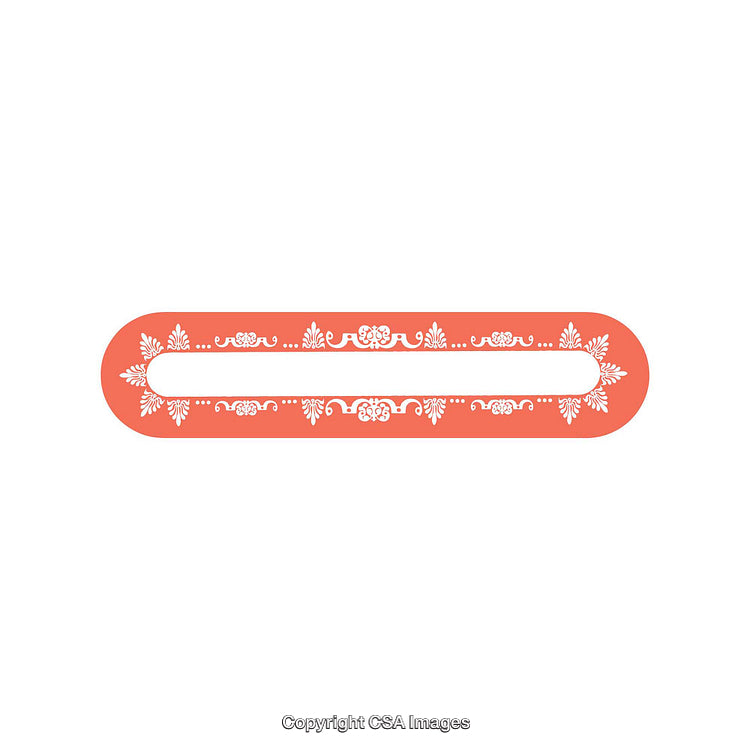 Elegant Decorative Border Ornament with Symmetrical Floral Patterns and a Vibrant Hue