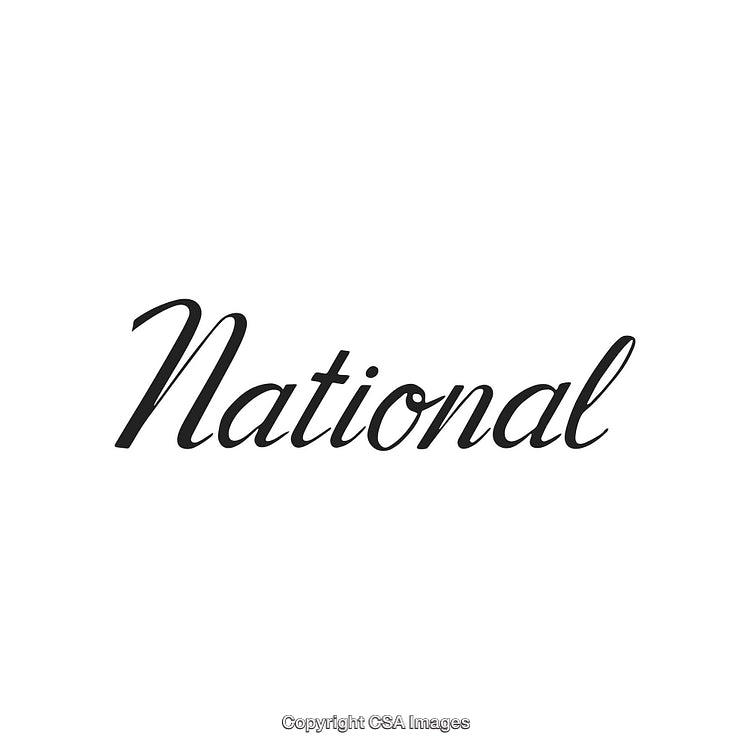 Elegant Calligraphy Text of the Word 'National' on White Background