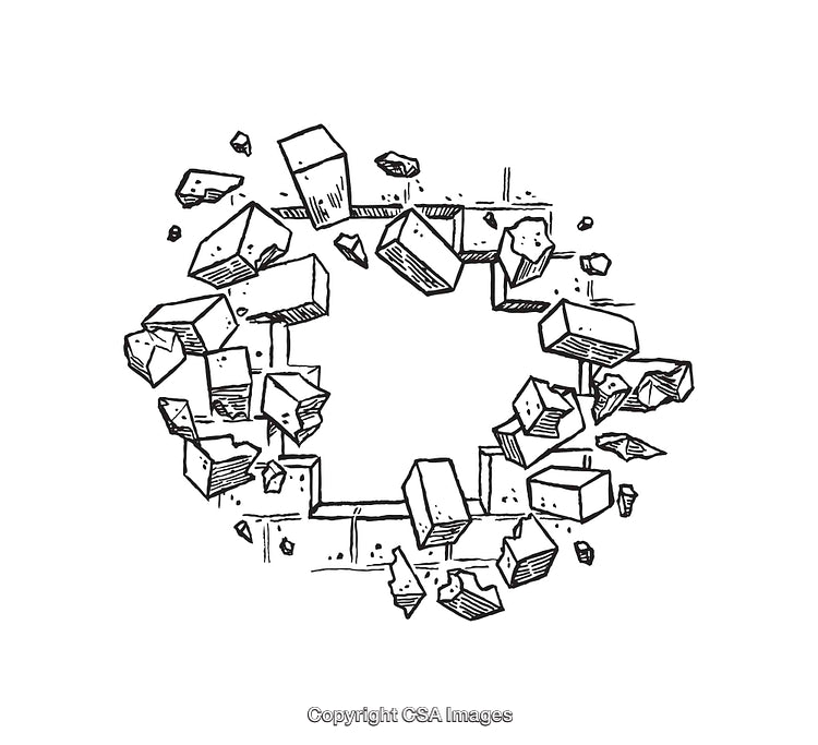 Abstract Line Art of a Wall with a Circular Opening