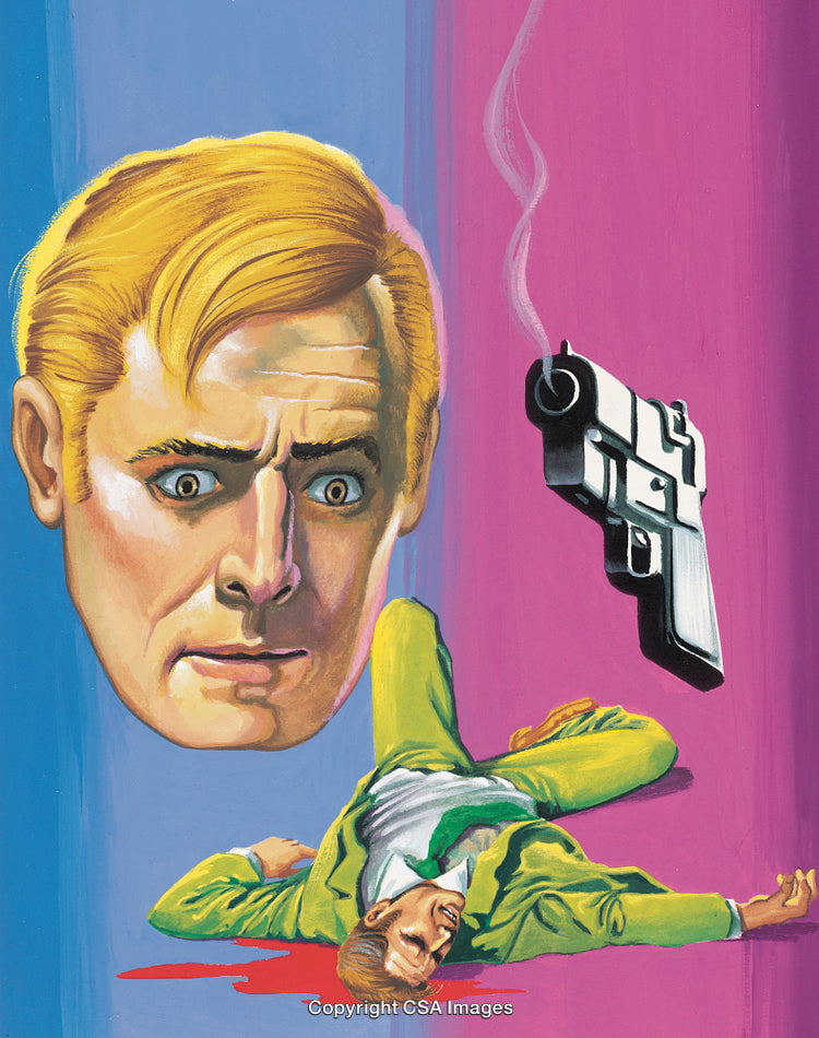 Dramatic Illustration Depicting Conflict, Suspense, and a Smoking Gun