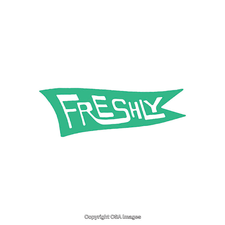 Green Banner with Stylish Text Displaying the Word Freshly