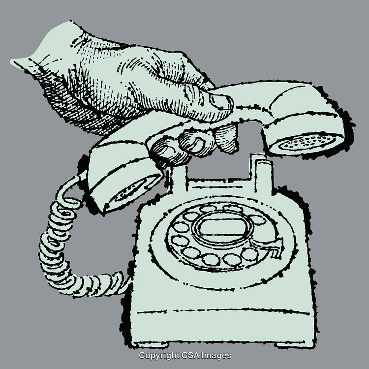 Vintage Telephone Illustration With Hand Picking Up the Receiver