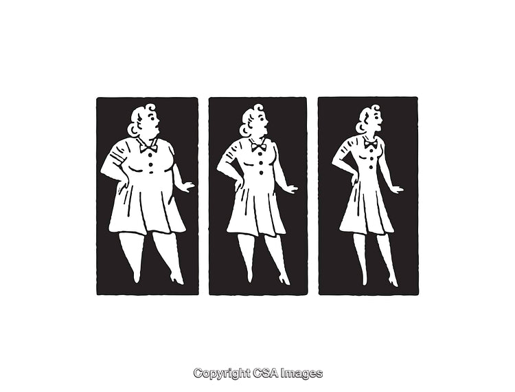 Black and White Line Art Illustrations Depicting Woman in Different Poses