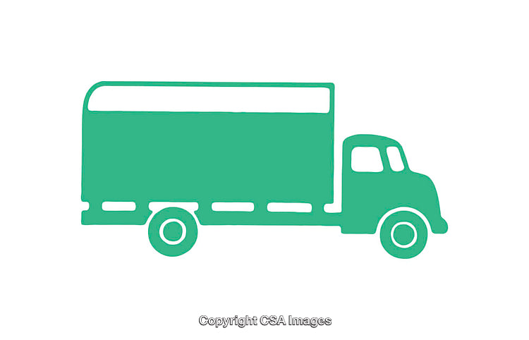 Green Industrial Truck Icon On A White Background